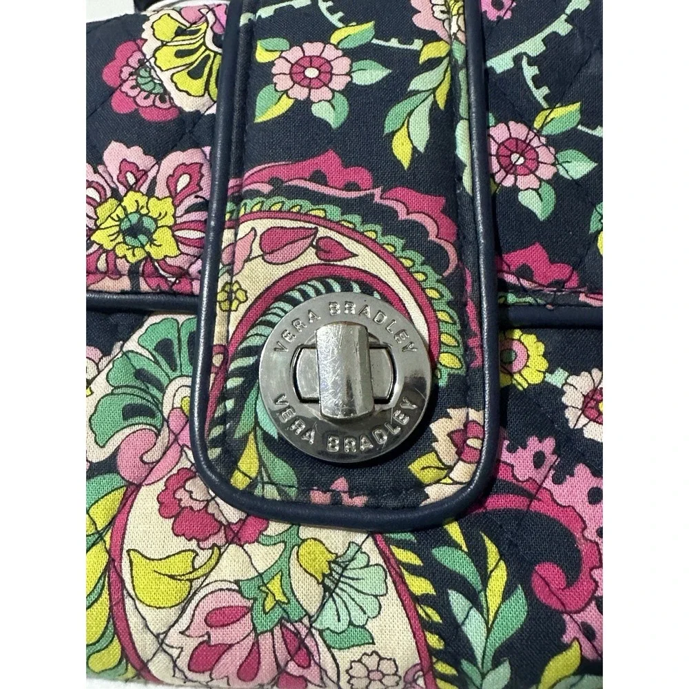 Vera Bradley Mini Turn Lock Crossbody PETAL PAISLEY Pink Floral Travel Bag Purse
